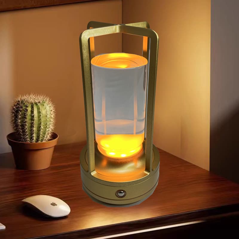 Retro LED Night Lamp – Rechargeable Touch Table Light for Camping & Decor