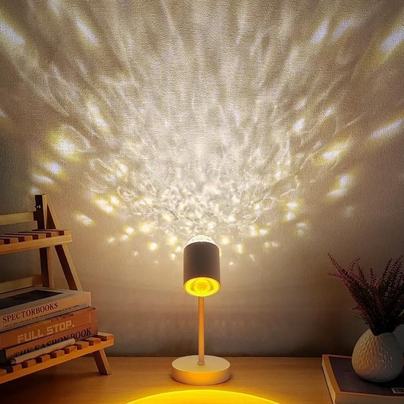 RGB Sunset Projection Lamp – Dual-Head Water Ripple Ambient Light for Room & Live Streaming