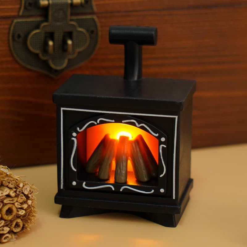 LED Mini Fireplace Candle Lamp – Dollhouse Decorative Night Light with Simulated Flame