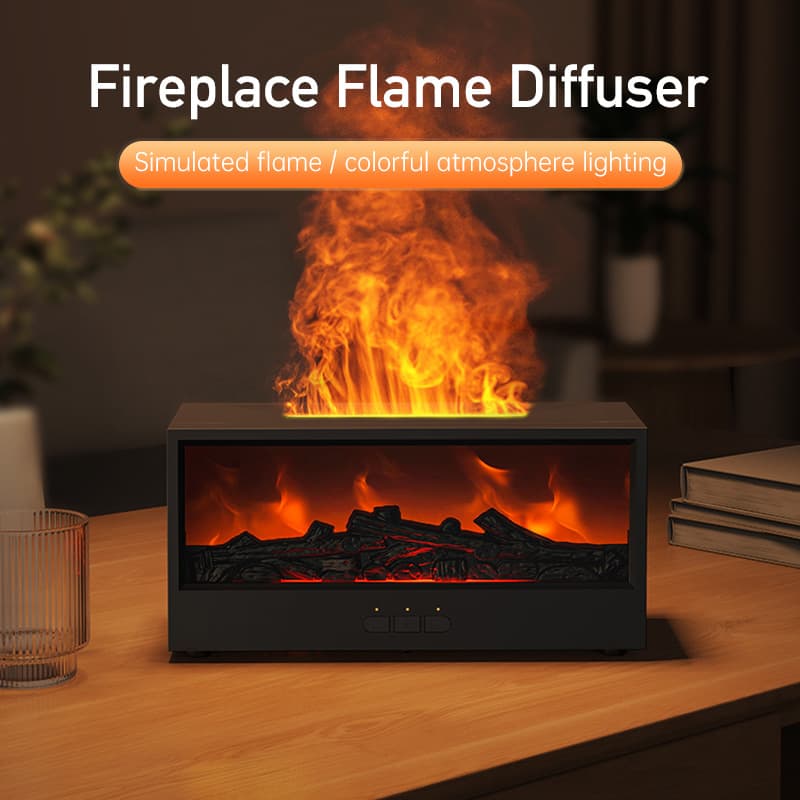 3D Simulation Fireplace Flame Desktop Fragrance Diffuser – Creative Home Aroma Night Light
