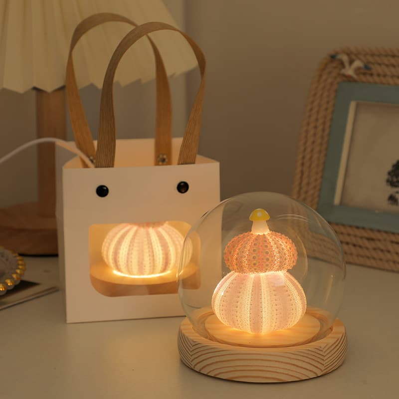 Mini Vintage Sea Urchin Night Light – Cute Desk Lamp for Kids & Girls’ Room Decor