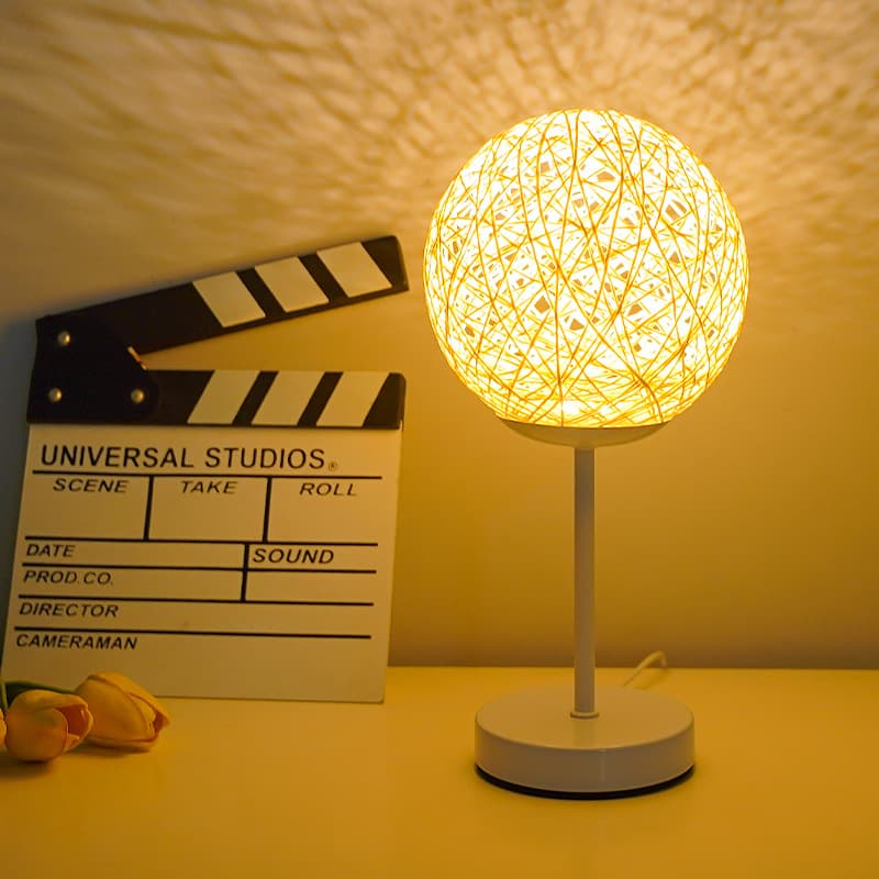 LED Rattan Ball Night Light – USB Table Lamp for Bedroom, Dorm & Ambient Decoration