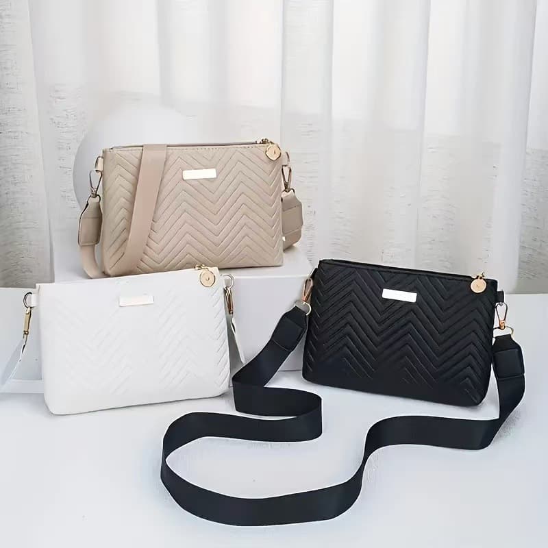 2025 Elegant Wave Pattern Ladies Wallet – Long Crossbody Shoulder Bag